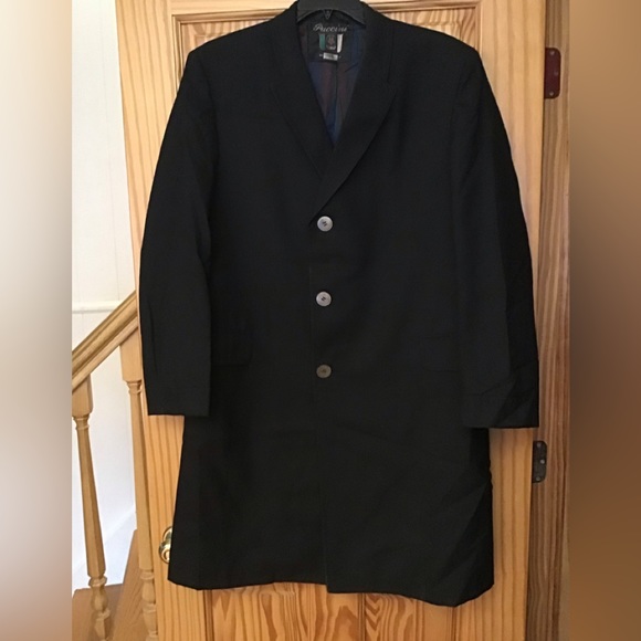 Vintage Other - MEN’S VINTAGE GRANDPA OVERCOAT 1950’s BLACK LINED PUCCINI MOE SERCHUCK NYC